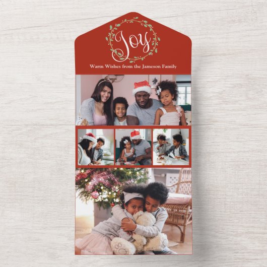 Joy Wreate Multi Photo Holiday Card All In One Uitnodiging (Binnen)