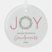 Joy Wreatest Our First Kerstmis als grootouders Glas Ornament (Voorkant)