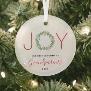 Joy Wreatest Our First Kerstmis als grootouders Glas Ornament