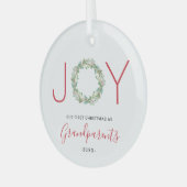Joy Wreatest Our First Kerstmis als grootouders Glas Ornament (Voorkant links)