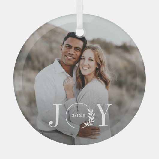 Joy Wreath Custom Fotokerstversiering Glas Ornament (Voorkant)