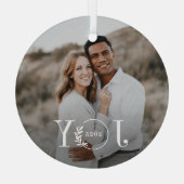 Joy Wreath Custom Fotokerstversiering Glas Ornament (Achterkant)