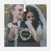 Joy Wreath Custom Fotokerstversiering Glas Ornament (Voorkant)