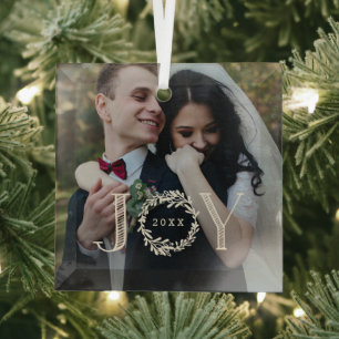 Joy Wreath Custom Fotokerstversiering Glas Ornament