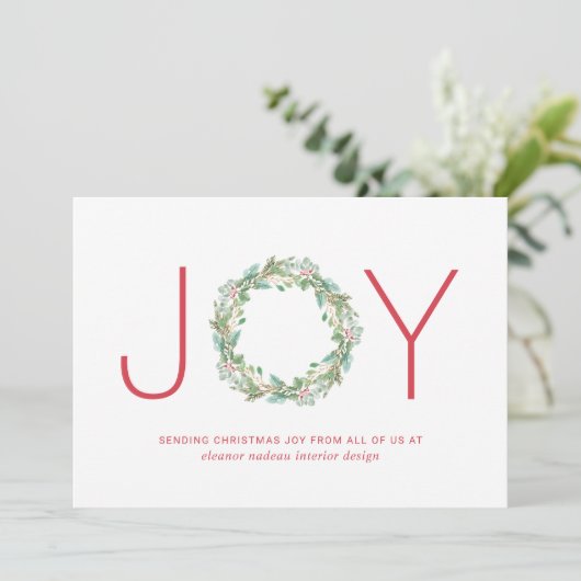Joy Wreath Elegant Business kerst Feestdagenkaart (Staand voorkant)
