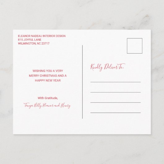 Joy Wreath Elegant Zakelijk Kerstmis Feestdagenkaart (Achterkant)
