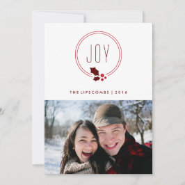 Joy Wreath en Berries Holiday-fotokaart Feestdagenkaart