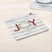 Joy Wreath Familie Kerstmis Kartonnen Onderzetters (Schuin)