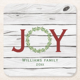 Joy Wreath Familie Kerstmis Kartonnen Onderzetters