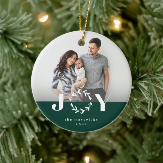 Joy Wreath-feestfoto-versiering Keramisch Ornament (Boom)