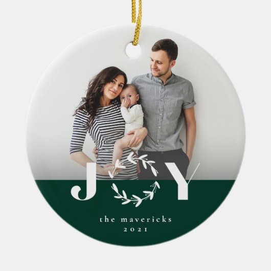 Joy Wreath-feestfoto-versiering Keramisch Ornament (Voorkant)
