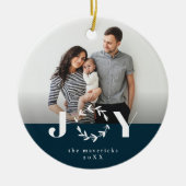 Joy Wreath-feestfoto-versiering Keramisch Ornament (Voorkant)