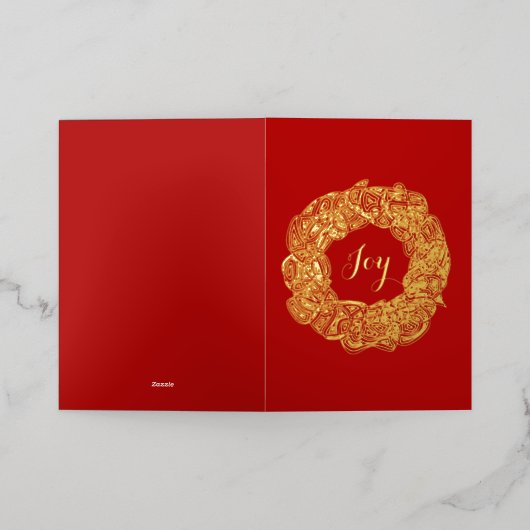 Joy Wreath Folie Wenskaart (Buiten Laag)