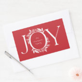 Joy Wreath Holiday Kerstmis Rood Label Sticker (Envelop)