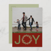 Joy Wreath Holiday Photo Briefkaart (Voorkant / Achterkant)