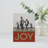 Joy Wreath Holiday Photo Briefkaart (Staand voorkant)