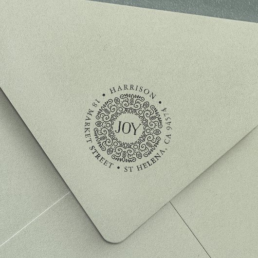 Joy Wreath Holiday Return-adres Zelfinktende Stempel