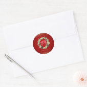 Joy, Wreath Kerstmis Ronde Sticker (Envelop)