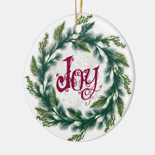 Joy Wreath kerstversiering Keramisch Ornament (Links)