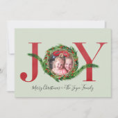 Joy Wreath met Red Berries Kerstmis Kaart (Voorkant)
