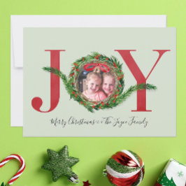 Joy Wreath met Red Berries Kerstmis Kaart