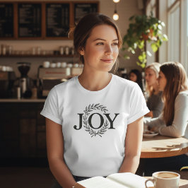 Joy Wreath Minimalistische Kerst: Botanische Feest T-shirt
