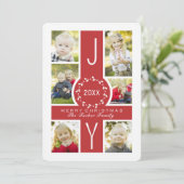 Joy Wreath Monogram Christmas Collage Fotokaart Feestdagenkaart (Staand voorkant)