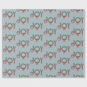 Joy Wreath on Snowflakes Wrapping Paper Cadeaupapier (Vlak)