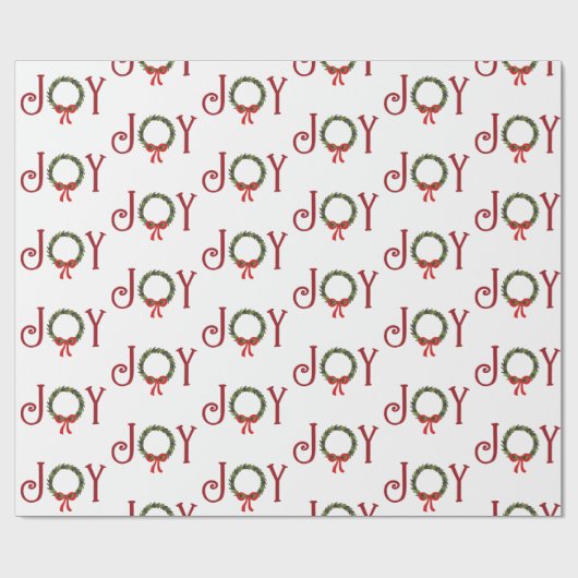 Joy Wreath on White Cadeaupapier (Vlak)