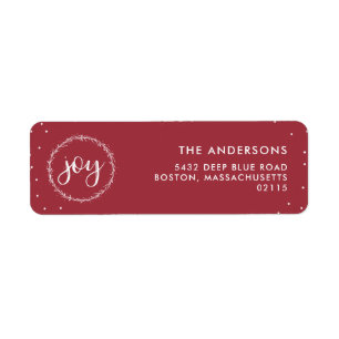 Joy Wreath - Red & White Holiday Etiket
