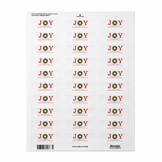 Joy Wreath - Return Address Label (Full Sheet)