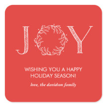 Joy Wreath Rode Typografie Gepersonaliseerde Stick
