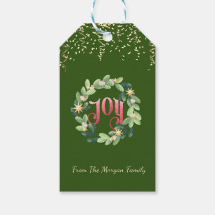 Joy,Wreth,Confetti,Groen Cadeaulabel