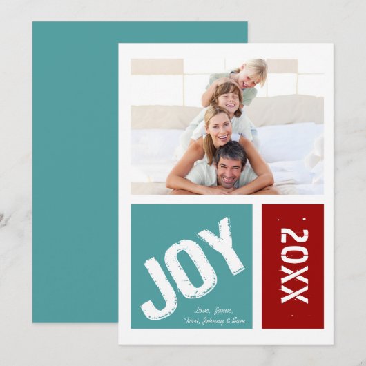 Joy Your Photo Kerstmis Kaart (Voorkant / Achterkant)