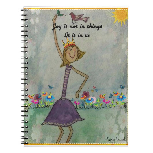 Joy zit niet in de dingen. Het is in ons Notitieboek (Voorkant)