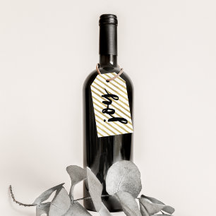 Joy Zwarte & Faux Gold Stripe-feestdag Cadeaulabel