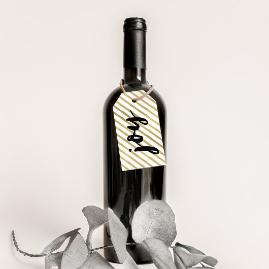 Joy | Zwarte & Faux Gold Stripe-feestdag Cadeaulabel