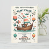 joyboot schattige jongen vis ofishally een 1e verj kaart (Staand voorkant)