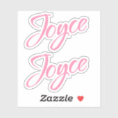Joyce Decoratieve Naam in Roze x2 Sticker (Vel)