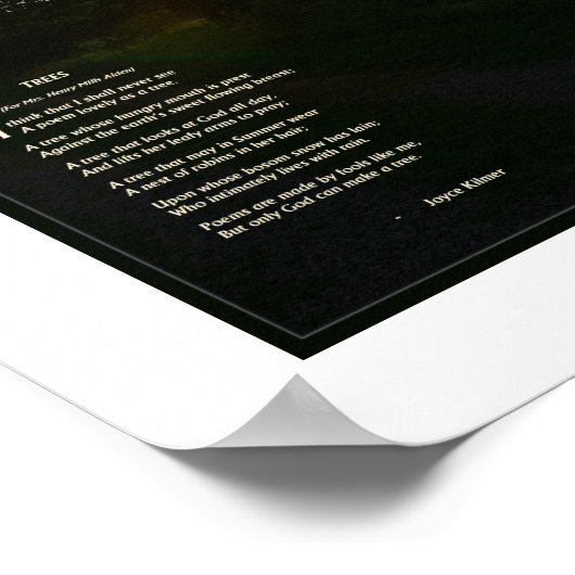 Joyce Kilmer gedicht Trees 8 1/2 x 11 Poster (Hoek)