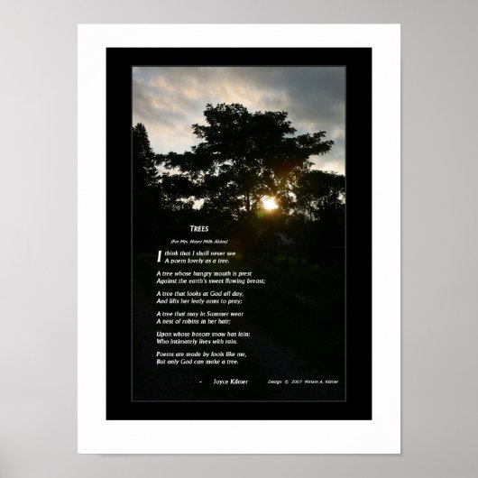Joyce Kilmer gedicht "Trees" poster met foto van b (Voorkant)