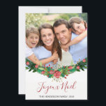 Joyce Noël Christmas Garland Script Photo Card Feestdagenkaart<br><div class="desc">Fijne Kerstmis French Christmas Garland Hand Lettered Script Photo Card. The foto and text of this hand lettered brush script can be updated and customized with your foto,  familiy name and year.</div>