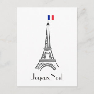 Joyce Noel Eiffel Tower French Christmas Postcard Feestdagenkaart
