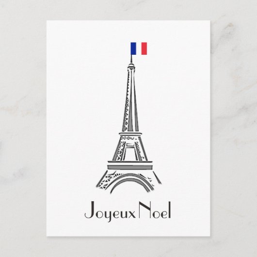 Joyce Noel Eiffel Tower French Christmas Postcard Feestdagenkaart (Voorkant)