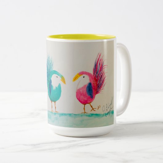 Joyce's Whimsical Birds! Mok met waterverf (Voorkant rechts)