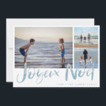 Joyeaux Noel Beach Photo Kerstmis Holiday Card Feestdagenkaart<br><div class="desc">Familie drie fotocollage "Joyeux Noel" strandvakantiekaart. Gepersonaliseerd met drie van uw favoriete foto's,  groet en familienaam.</div>