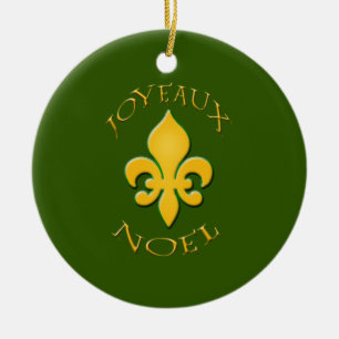 Joyeaux Noel Fleur de Lis Holiday Ornament