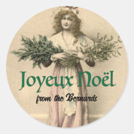 Joyeaux Noel Frans kerstpakket Ronde Sticker
