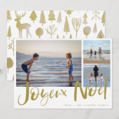 Joyeaux Noel Gold-serie Fotokerstkaart Feestdagenkaart (Voorkant / Achterkant)