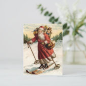 Joyeaux Noel Saint Nicholas Skiing Feestdagenkaart (Staand voorkant)